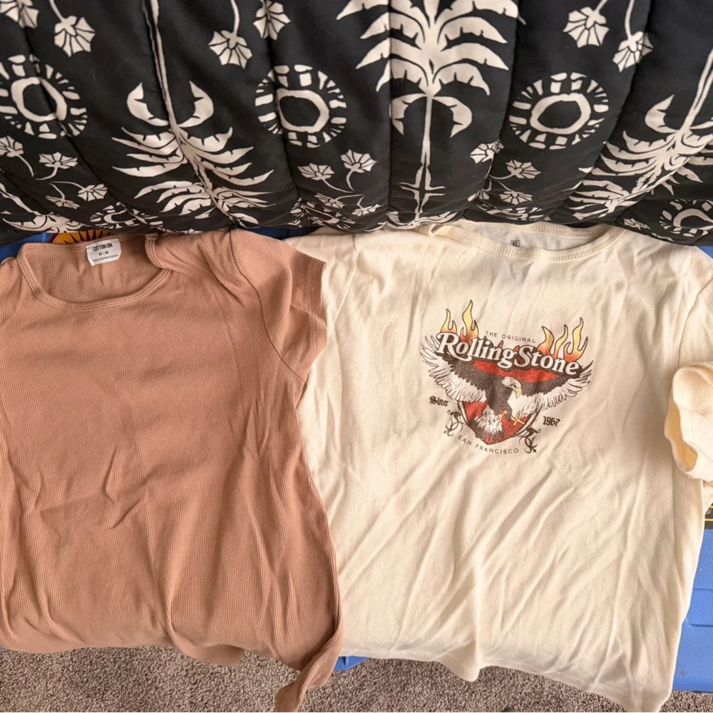 NWOT Cotton On Cropped Graphic Tee and Ribbed Shirt - Picture 2 of 4